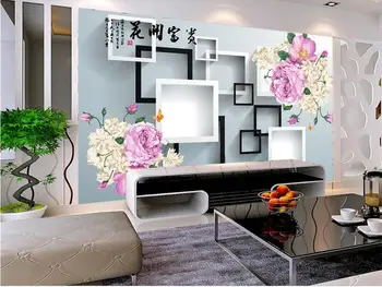 

3d wallpaper photo wallpaper custom livingroom mural block hand-painted peony painting sofa TV background wallpaper for walls 3d