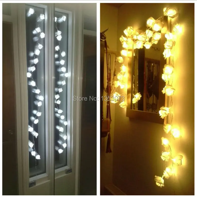 Rose Multicolor LED String Lights LED Rope Christmas Garlands Holiday Light Wedding Lantern Lighting 1-2