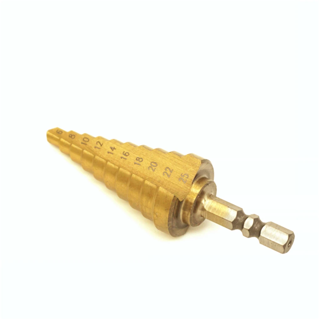 

1pc 6-25mm HSS Titanium Coated Step Drill Bit Drilling Power Tools for Metal High Speed Steel Wood Hole Cutter Step Cone Drill