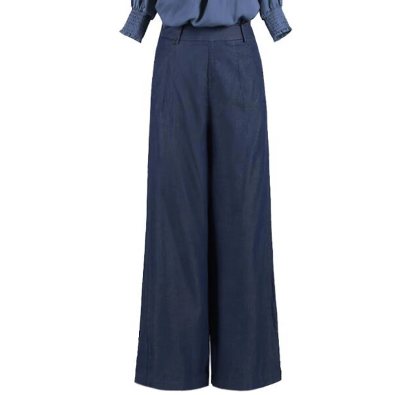 2019 Casual Womens Wide Leg Pants Plus Size High Waist Demin Pants Fashion Palazzo Pants Tencel Trousers Jeans Woman Bottoms 2019 Casual Womens Wide Leg Pants Plus Size High Waist Demin Pants Fashion Palazzo Pants Tencel Trousers Jeans Woman Bottoms