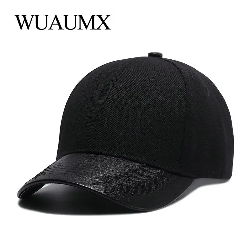 leather brim baseball cap