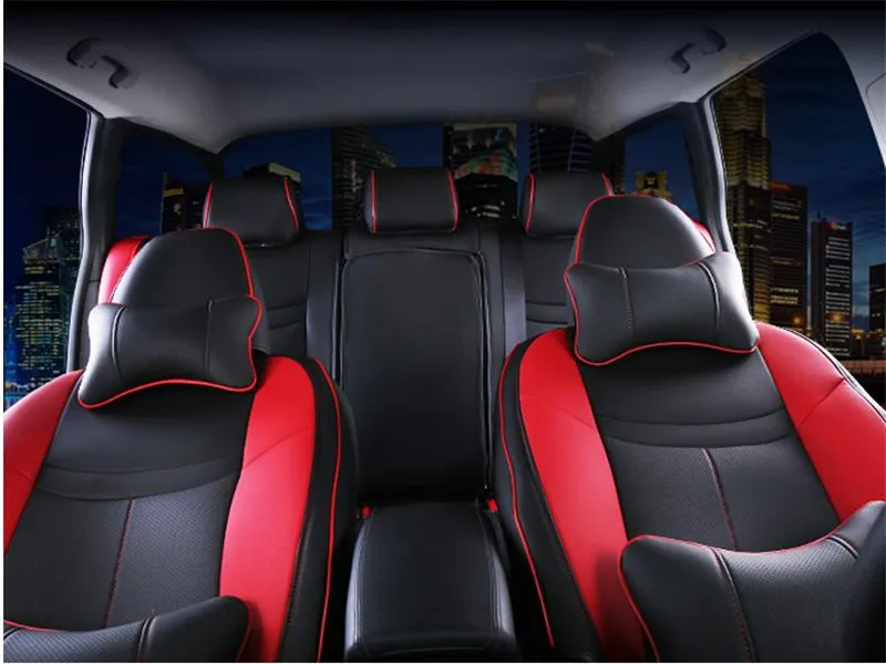 Интерьер автомобиля полный кожаный чехол сиденья для Nissan Qashqai J11 стайлинга автомобилей - Цвет: Black red full set