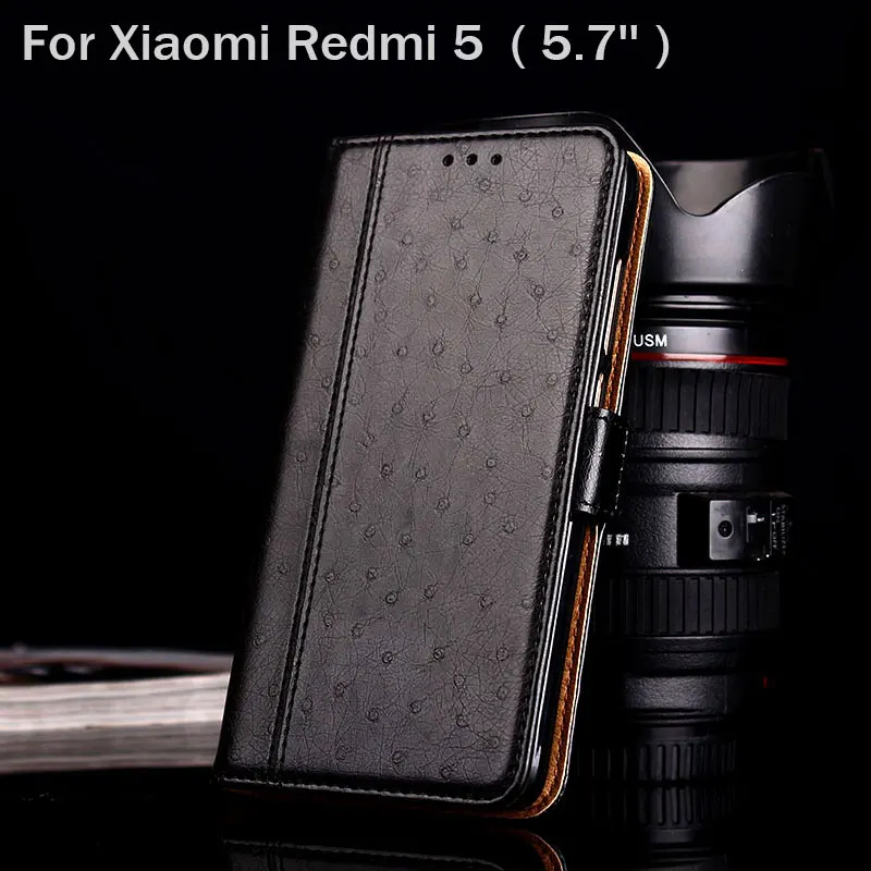 Для Xiaomi Redmi 5 Чехол 7 ''роскошный страусиный кожаный чехол с подставкой Модный