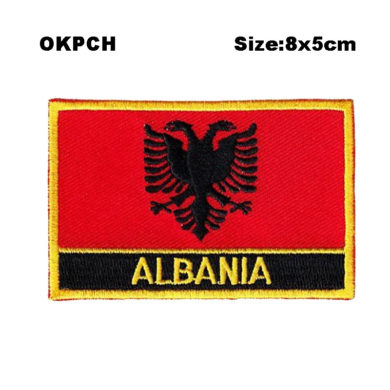

Albania Square Shape Iron-on Flag Patch Embroidered Saw on Badges Patches for Clothing PT0001-R