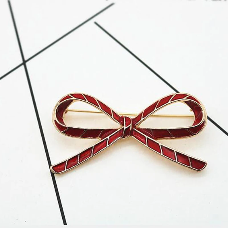 

Red Bow Brooches For Women Alloy Brooch High Quality Clothing Scarf Accessory Large Brooch Accessories Decoration