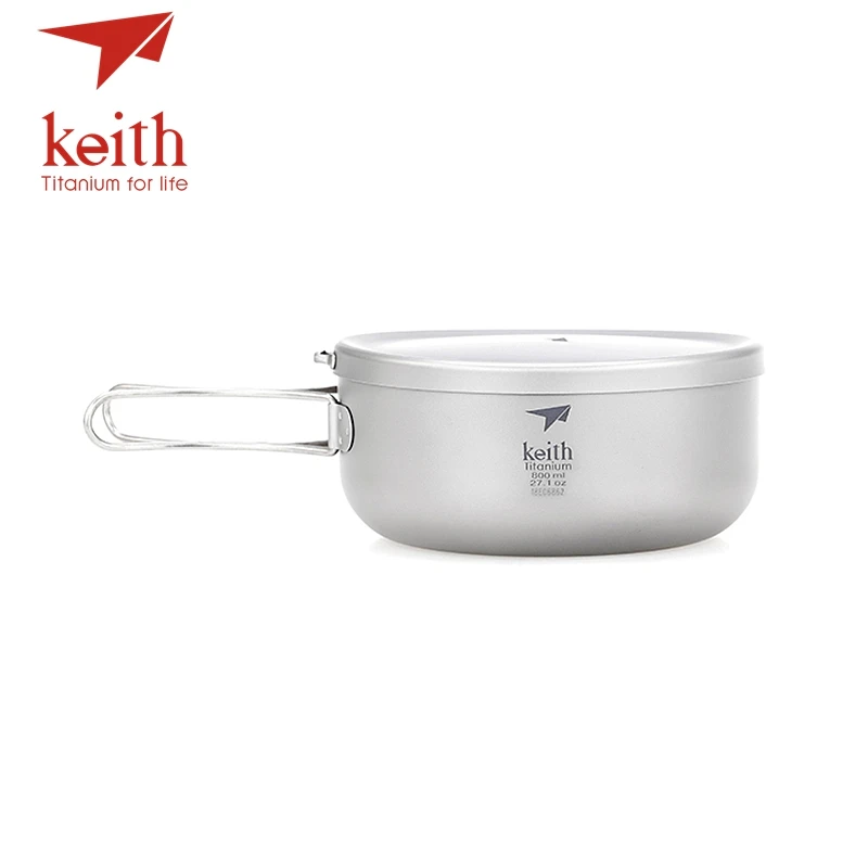 Keith Titanium plegable Bowls almuerzo con cubierta al aire libre Camping cocina tazón utensilios senderismo viajes cena cajas 800 ml 1L 1.2L