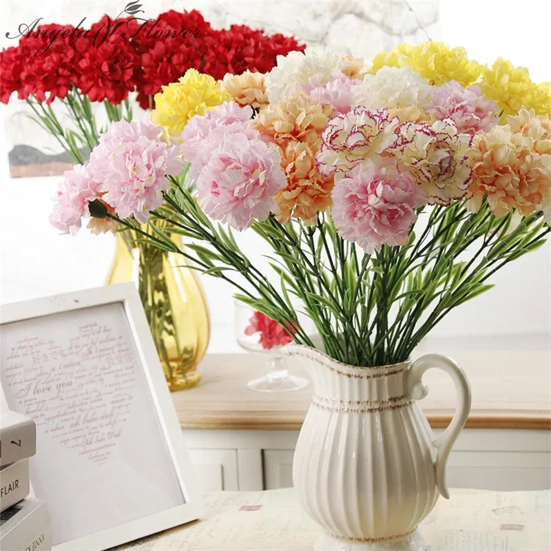 

11pcs/lot 50cm 6 colors carntion silk decorative artificial flower for Mother's Day Gift and home office party hotel decoration
