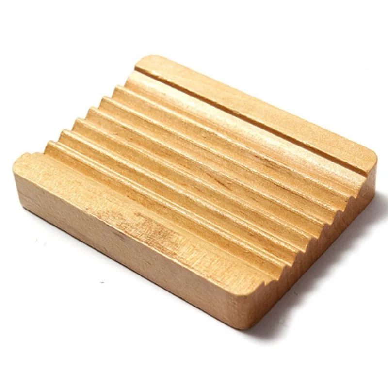 

Trapezoid Natural Wood Soap Tray Holder Plate Dish Box Case Storage Shower 10X7.5cm