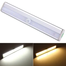 Белый/теплый белый цвет беспроводной PIR датчик движения лампа супер яркий 10 диоды питающиеся от батареек шкаф ящик ночник