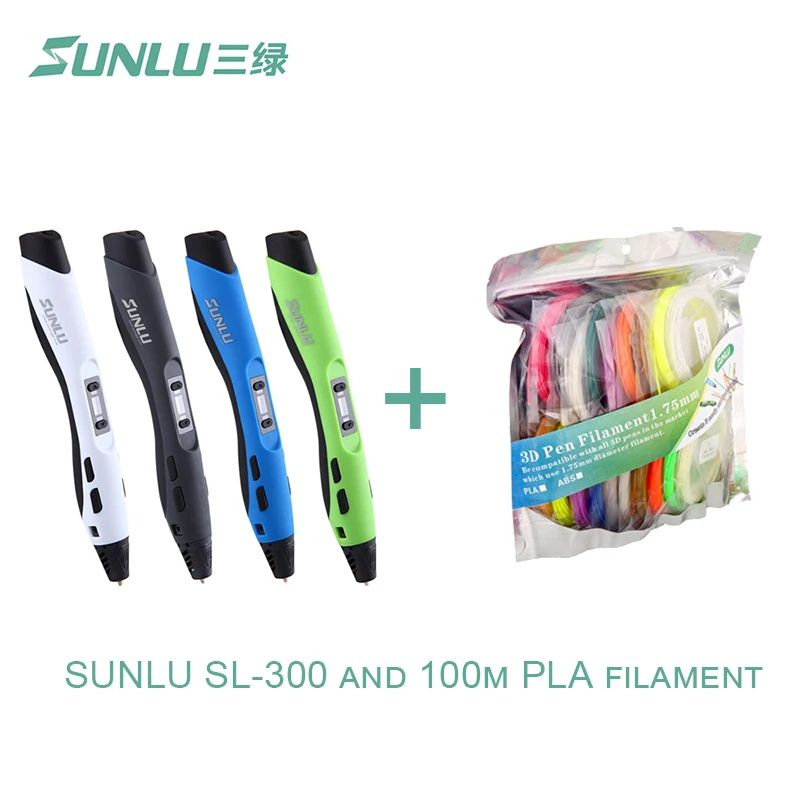 

3D pen, SUNLU SL-300+ SUNLU PLA filament, Original SUNLU 3D printer pen, 20 color PLA with 4 Luminouse Light