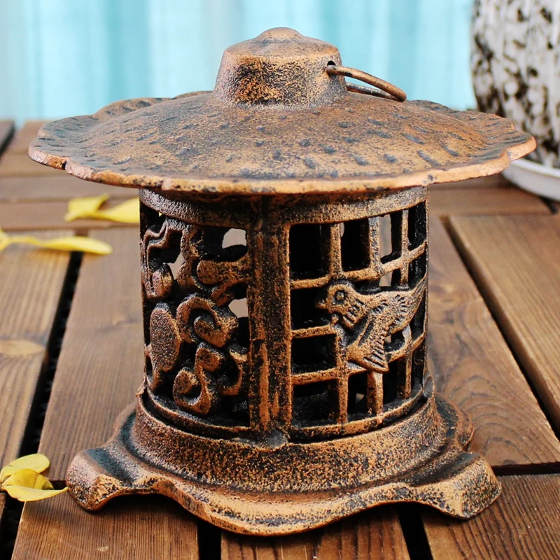 Cast iron Pheasant bird lantern Tea light Freestanding Hanging Garden ornament 