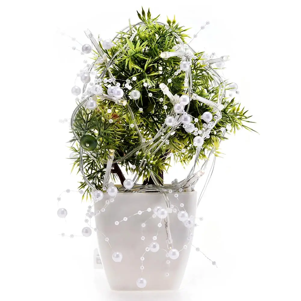

LED Artificial Pearl Bead Light String Chain Festival Garden Wedding Decoration String Lights 10led 20led