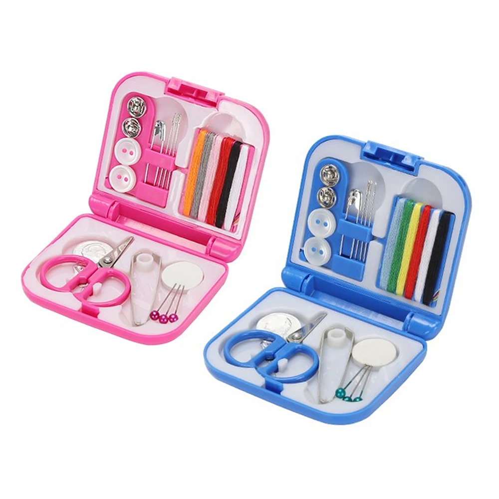 

Mini Travel Sewing Kit Box Needle Thread Scissor Snap Button Portable Home Kit Travel Sewing Tool Home Needlework Accessories
