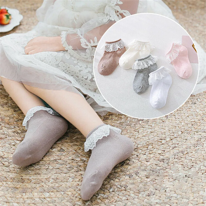 PUDCOCO Lovely Baby Girls Kid Socks Soft Cotton Princess Lace Breathable TUTU Socks Frilly Ankle Socks 9-17cm