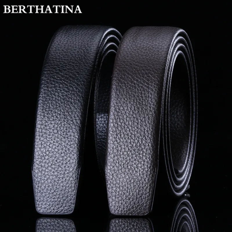 

BERTHATINA Full Grain Leather Belt No Buckle Belt Black Luxury Genuine Leather Automatic Belts Strap Men Ribbon Waist Strap Belt