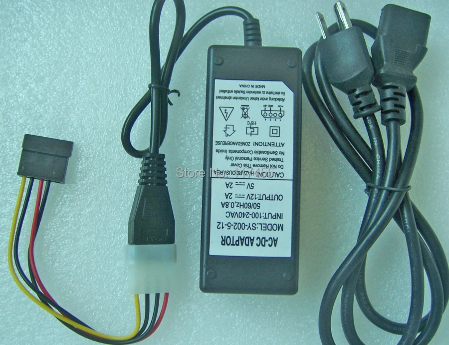 Hard Disk External Power Supply 5v 12v Dual Dc 4pin Molex Adapter Cable + Sata Plus Ac/dc