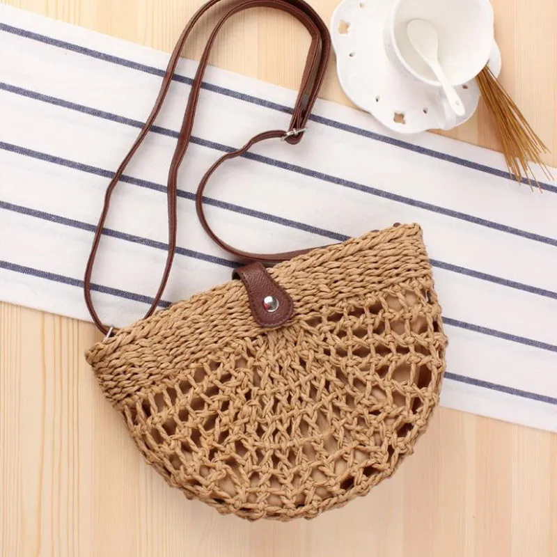 

2019 Summer Hollow Out Beach Bags Women Straw Bags Messenger Crossbody Bags Ladies Shoulder Bags Handbag Purses Female Bolsas