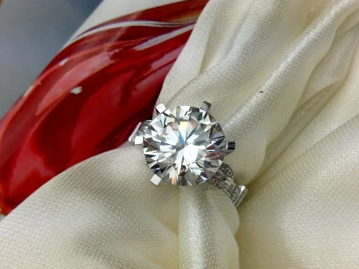 Solid 14K White Gold Au585 Jewel 3Ct Vintage Design Diamond Engagement Ring for Woman Best Party Invitation Accessories