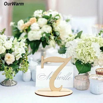 

OurWarm 10Pcs Rustic Wedding Decor Wedding Table Numbers with Larger Holder Base Wood Number Place Holder Banquet Party Supplies