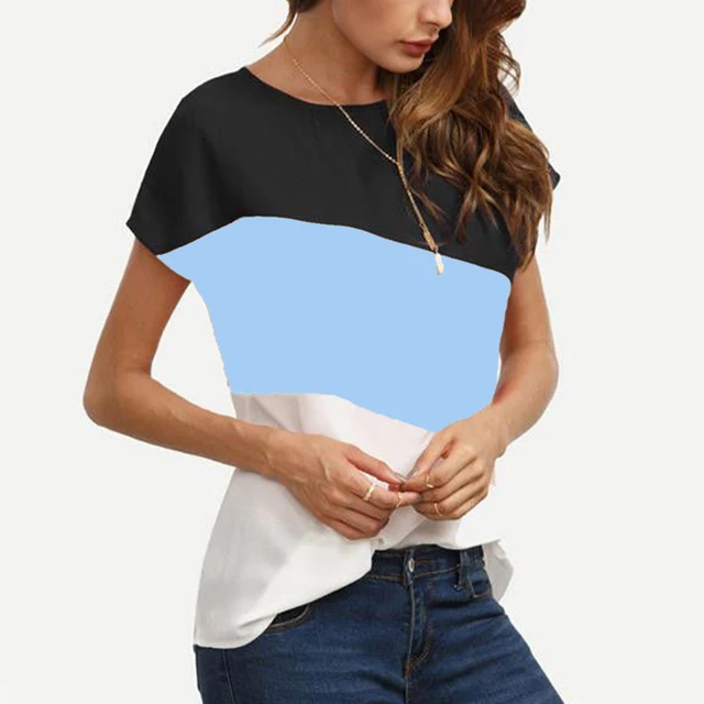 CALOFE 2018 Women Running Shirt Sports T-shirt Patchwork Block T Shirt Bat-wing Sleeve Short Sleeve O-Neck Tops Short Sleeve