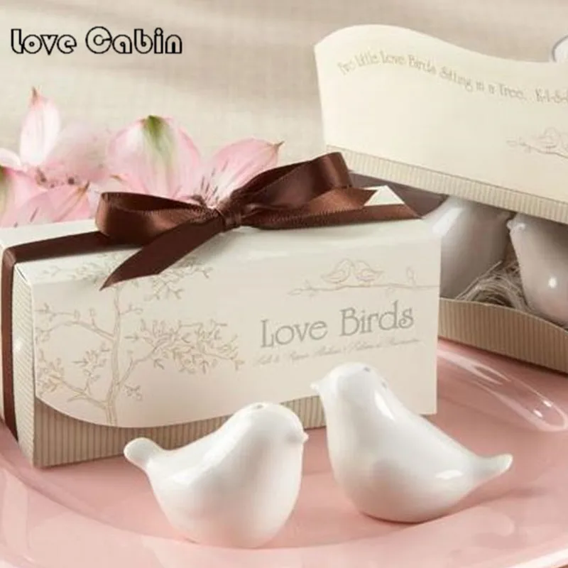 Description Picture 2 of item50pcs/lot(25boxes) Perfect little Wedding gift for guests Love birds salt and pepper shakers Wedding favors For Party Gift favor