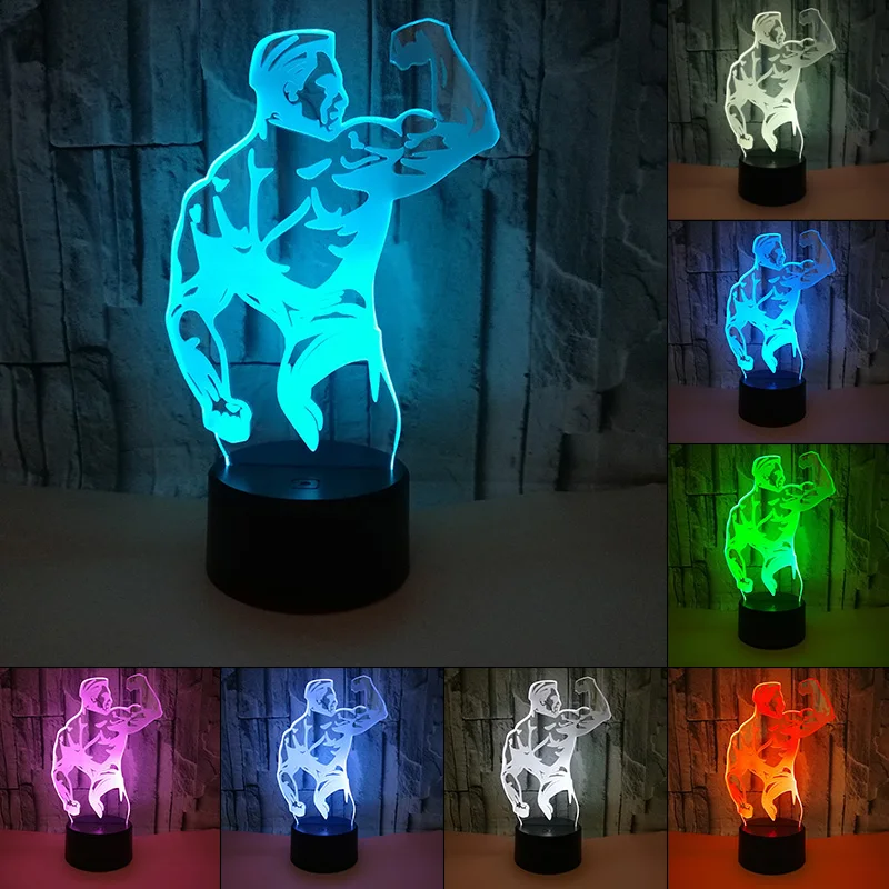 

Novelty 3D Lamp Bodybuilding Muscle LED USB Lamp Touch 7 Color Changing Table Night Light Bedside Decoration LED Lamp Dropship