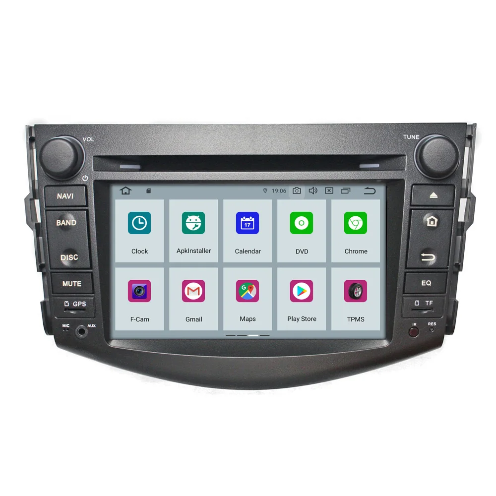 Sale 8" Quad Core Android 9.0 Double Din Car DVD For Toyota RAV4 2007-2011 GPS Tape Recorder Radio RDS BT WIFI 4G 2+16G RAM 4K Video 2