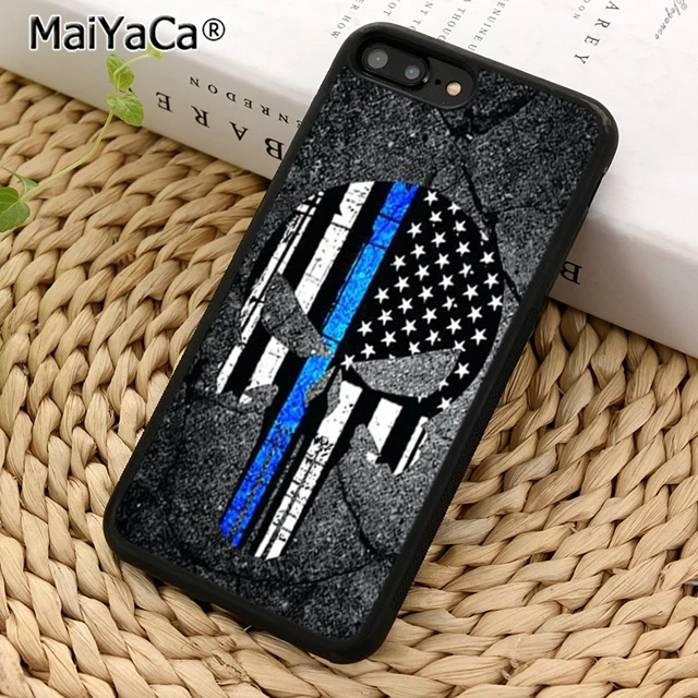 Тонкий чехол для телефона MaiYaCa Police Blue Line Flag iPhone 5 6 6s 7 8 plus 11 pro X XR XS max Samsung S7 edge S8 S9 S10 |