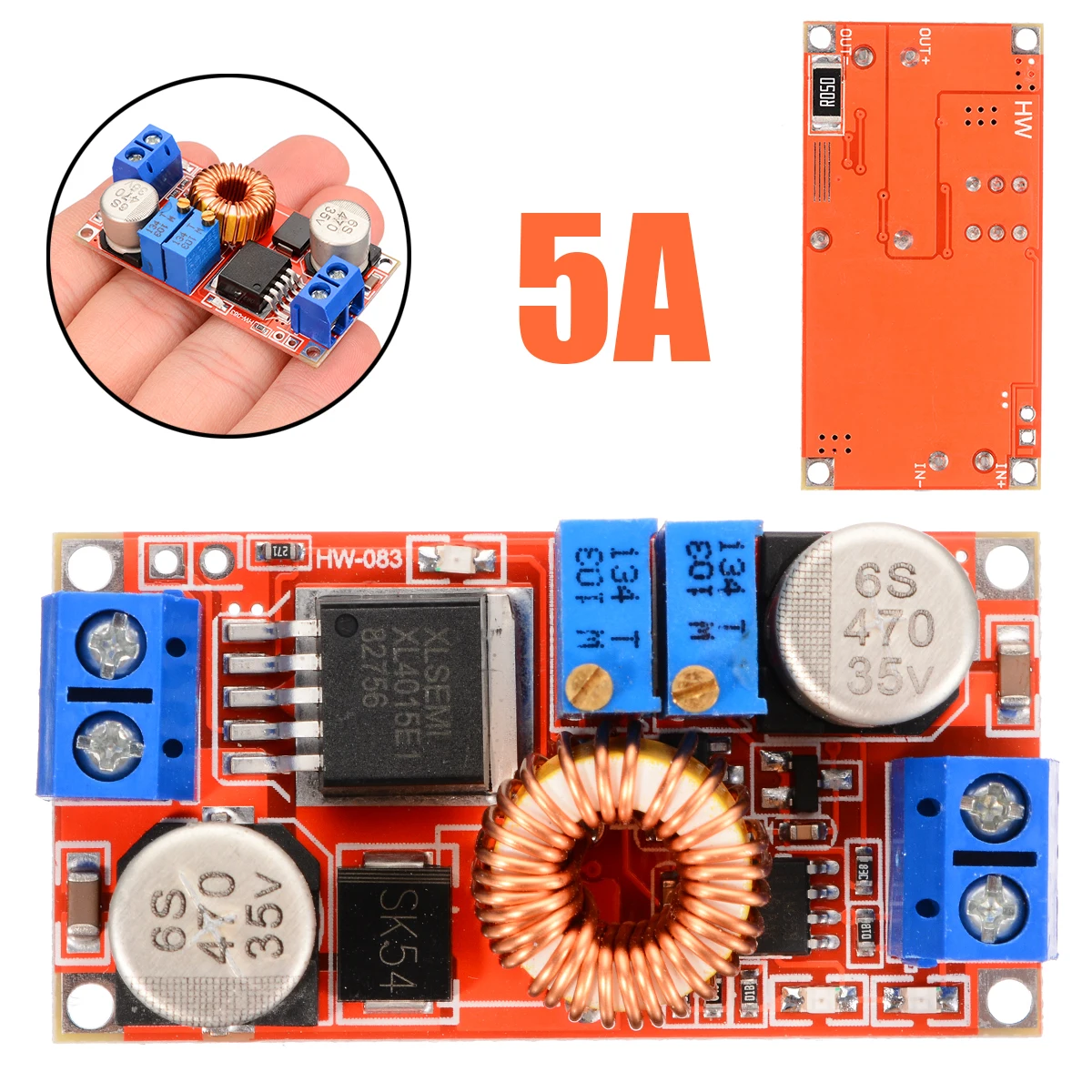 Durable Buck Module DC-DC Constant Current Voltage Regulator Step Down Converter 5V 12V 24V Max 5A Step Down Buck Charging Board