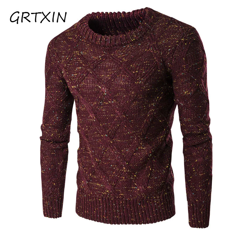 Sweater Men 2019 Brand Thickening Pullover Sweater Male O-Neck Color Dot Slim Fit Knitting Mens Sweaters Man Pullover Men XXL