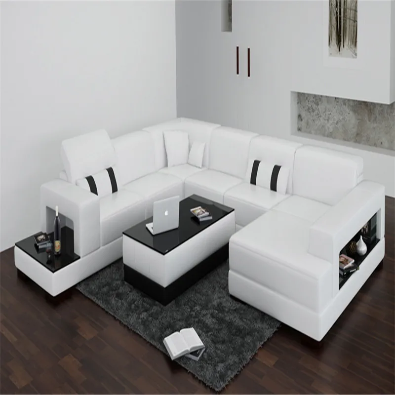 1 white leather sofa