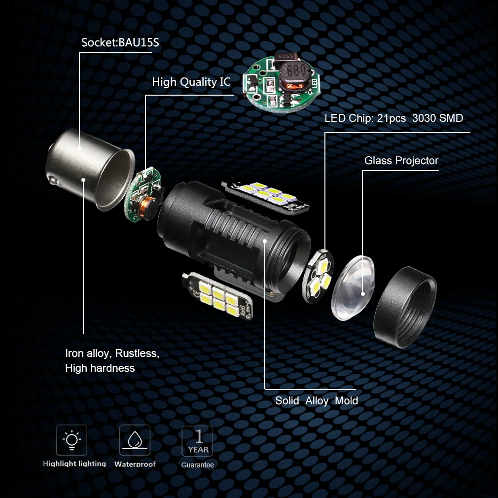 ڵ Ȱ  ̺ , DRL ڵ  õ, , 1200LM 1156 BAU15S LED , 6000K 3030 21SMD 12V D035, 2 