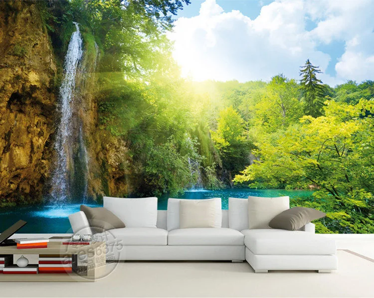 3d Waterfall Wallpaper Natural Scenery Photo Wallpaper Custom Wall