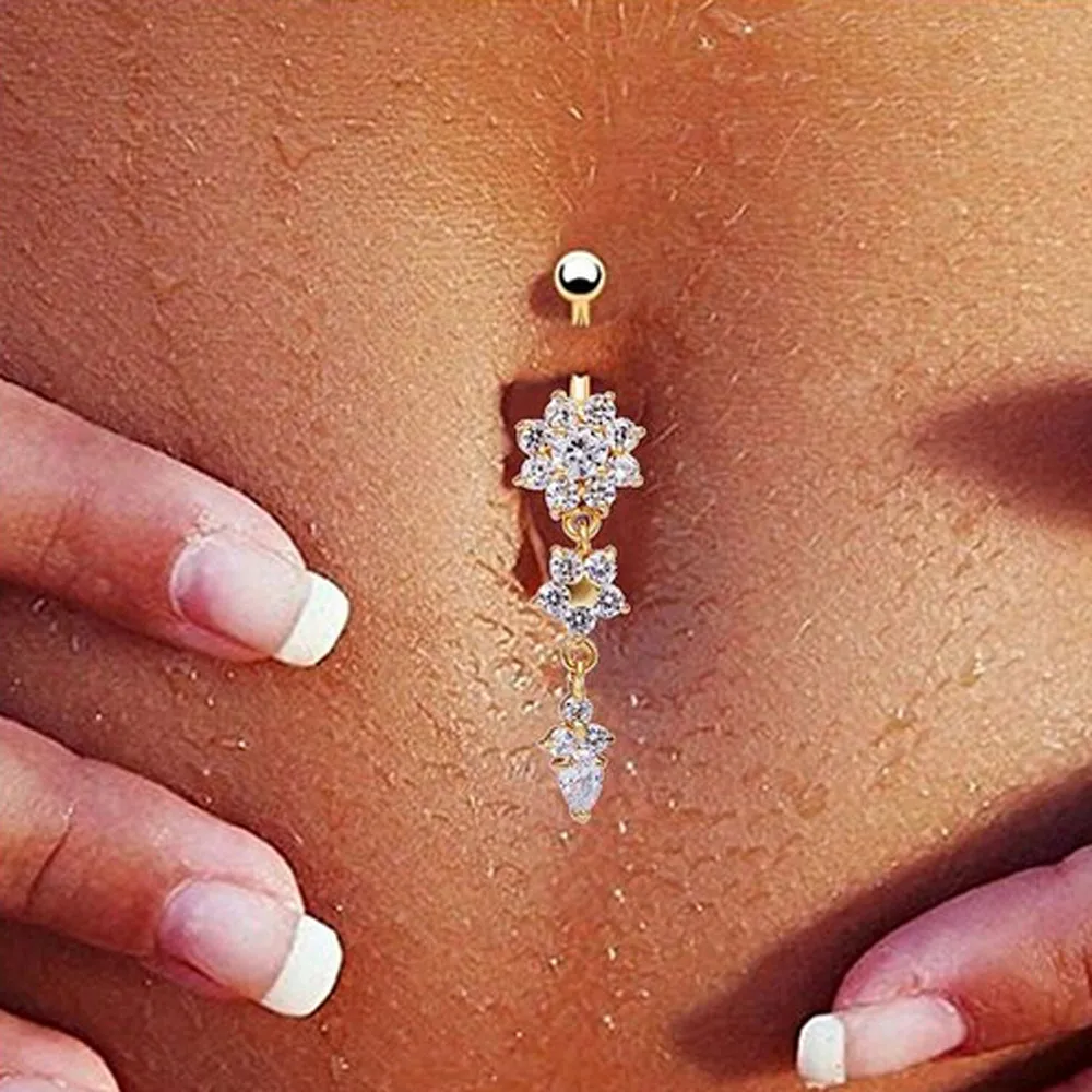 

2018 New Fashion Crystal Ring Body Dangle Button Rings Bar Gold / Silver Plated Sexy Body Jewel Accessory Jewelry