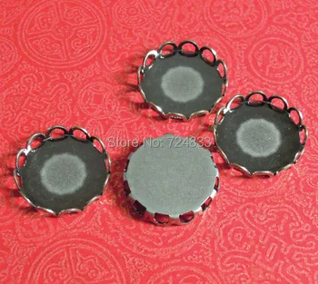 

Antique Silver tone plated Blank Round Lace Bezel CABs Bases Pendant Connector Settings Findings for Floating Charm Lockets