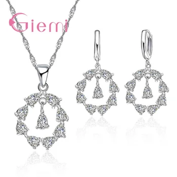 

New Fashion Crystal CZ Stones Women Necklace Jewelry Sets FashionEarrings For Bridal Wedding Accessory Fast