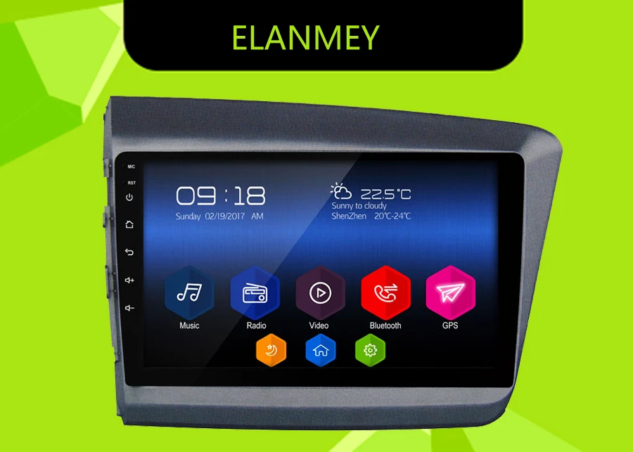 

Elanmey GPS 8-Core Bluetooth stereo android 8.1.0 car multimedia player for HONDA Civic 2012 2015 multimedia radio no DVD Player