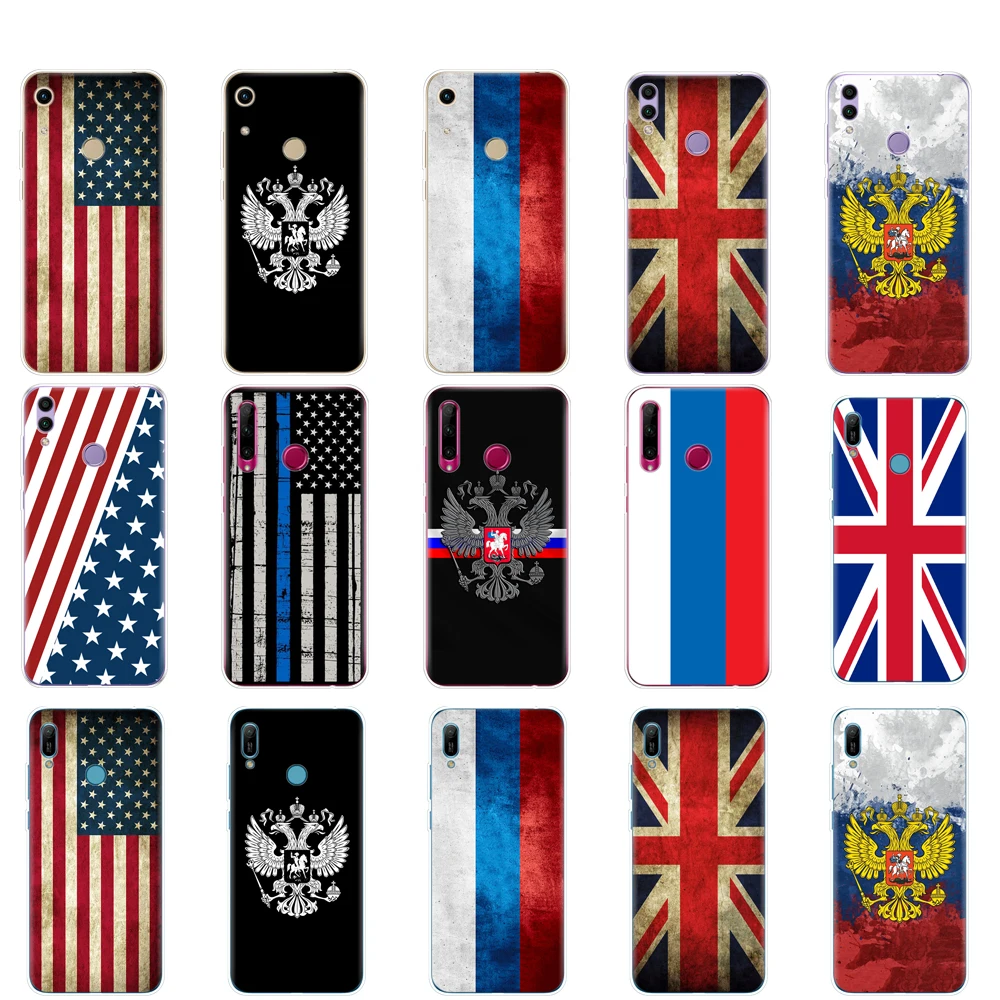 Чехол для Huawei Honor 8A PRO 8C 8X 10 i play чехол Y5 Y6 Y7 Y9 2019 pro Prime с российским британским флагом