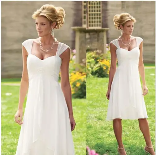 Online Shop 2016 Summer Cap Sleeve Empire Waist Short Chiffon