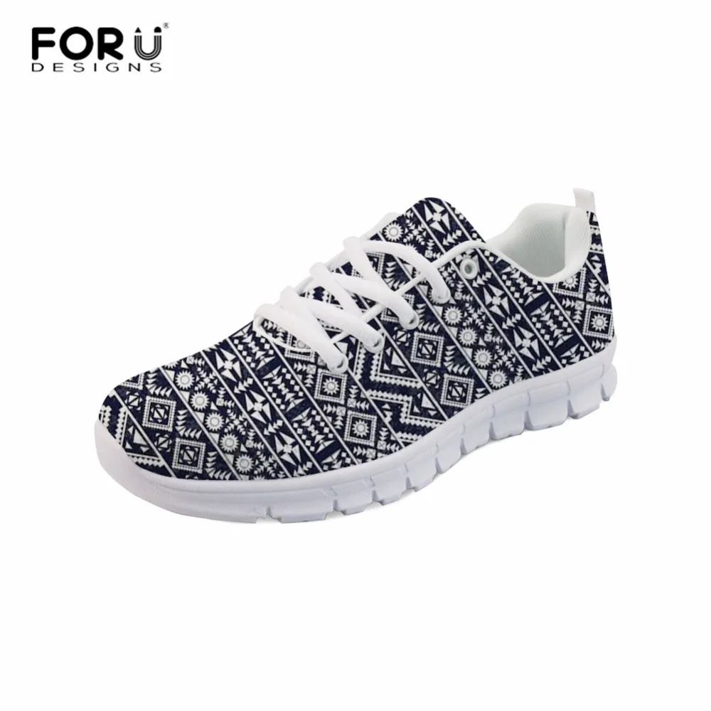 

FORUDESIGNS Women Comfortable Sneakers African Style Prints Ladies Light Breathable Shoes Female Fashion Lace-up Flat Footwear