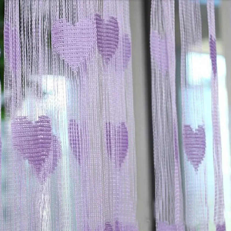 Love heart Line String Curtain Window Shades Door Divider Sheer Separate Curtain Romantic Wedding Decor Curtain Home Decoration3