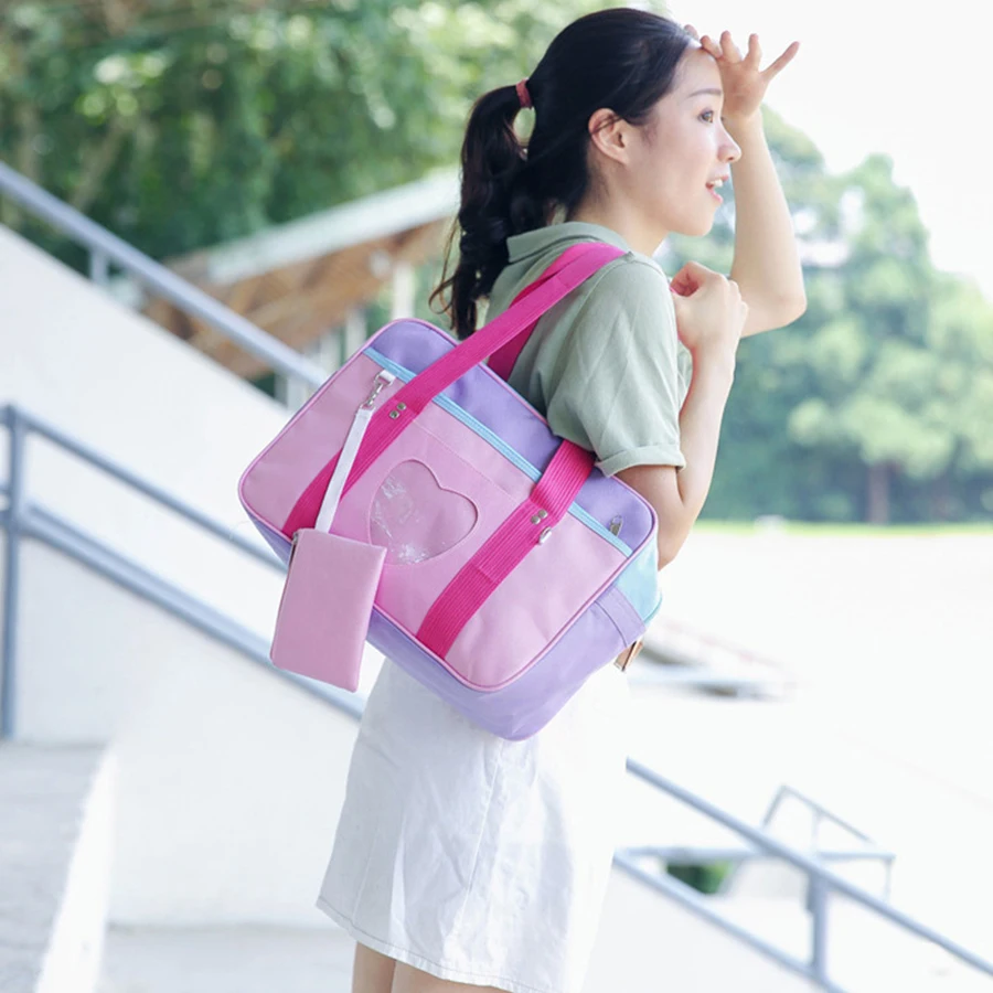 

Harajuku JK Uniform Women Handbag Cute Canvas Women Shoulder Bgas College SchoolBag For Girls Bookbag Designer Travel Handbag