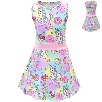

Girls Unicorn Dress Princess Sleeveless Evening Party Dresses for Kids Holiday Birthday Dress Childs Unicorns Nighties Clothes