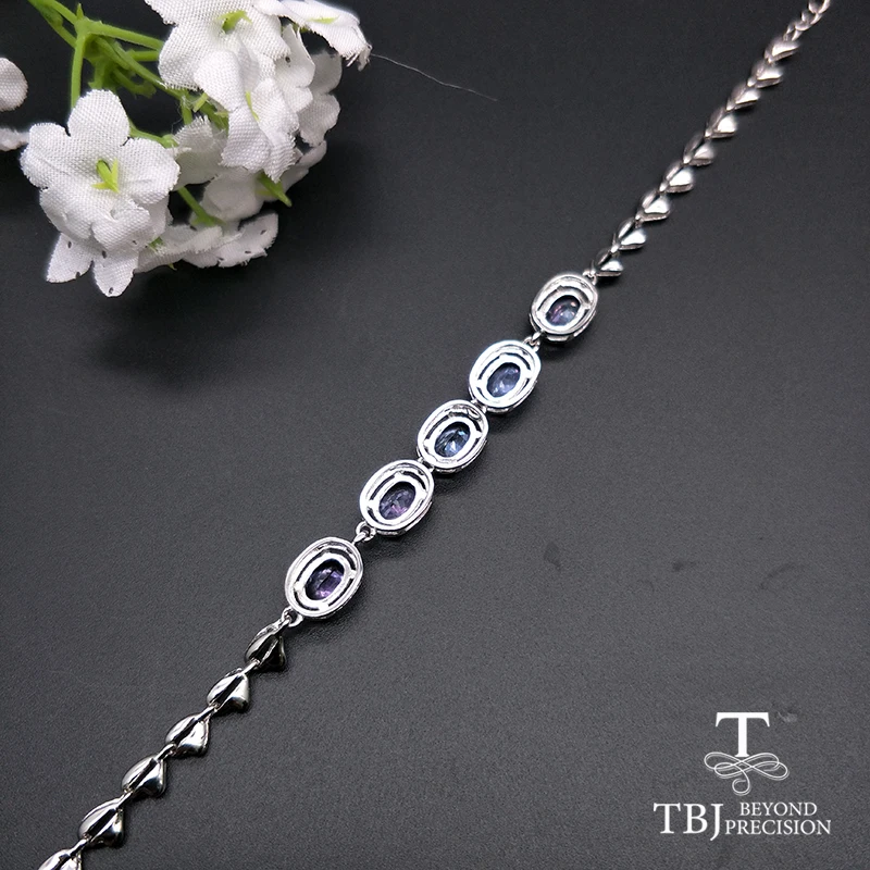 TBJ, Настоящее натуральное 4ct вверх синий танзанит драгоценный камень браслет из стерлингового серебра 925 пробы ювелирные украшения для женщин лучший подарок
