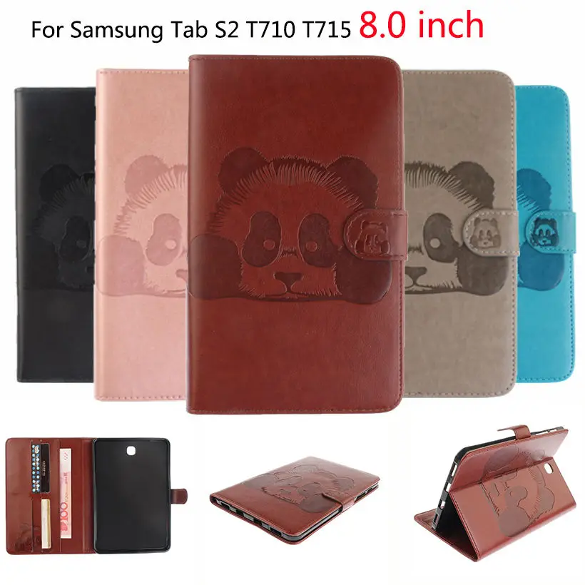 

For Samsung Galaxy Tab S2 8.0 T710 SM-T715 Case Cover Magnetic Panda Pattern PU Leather Wallet Flip Folio Stand Funda Coque