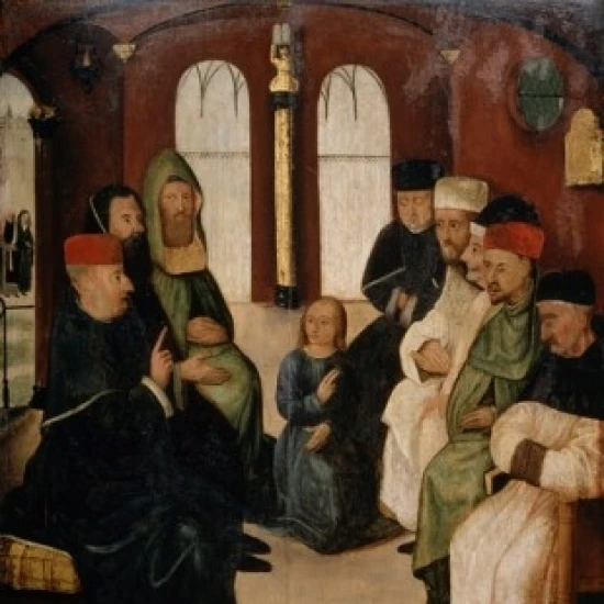 Jesus Among the Doctors   Master of Messkirch (1500-1543/German)   Private Collection  Germany Poster Print (24 x 36)