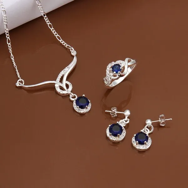 

S596 925 sterling silver jewelry set, fashion jewelry set necklace ring earring /axpajowa gntapfaa