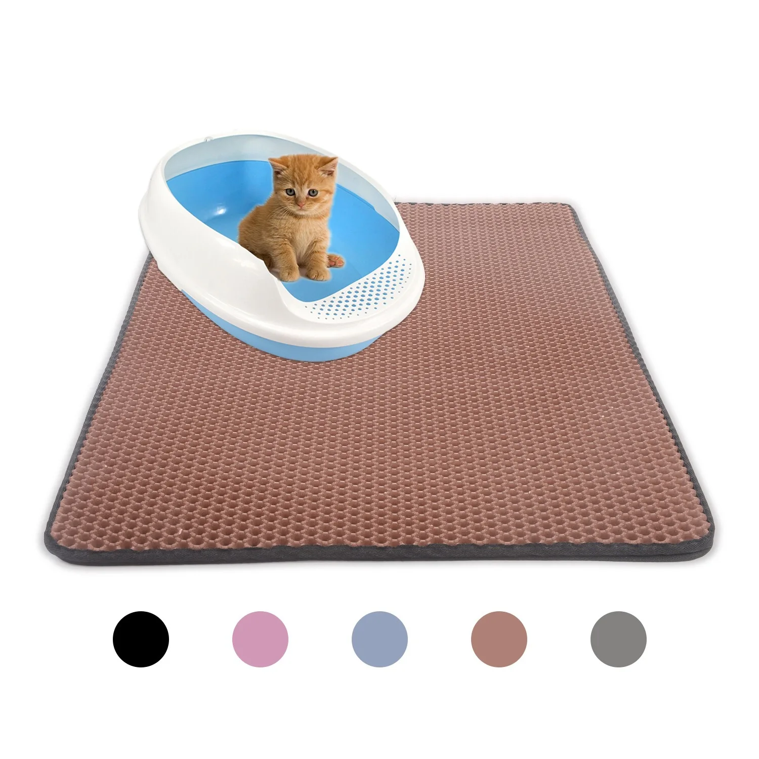 Коврик для кошачьего туалета EVA двухслойный коврик для кошачьего туалета с водонепроницаемым дном нескользящий коврик для кошачьего туалета - Цвет: brown
