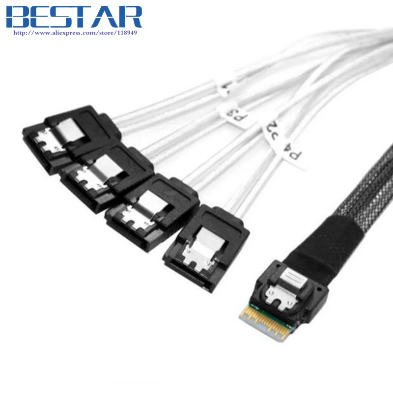 Тонкий шнур 0 5 футов 4 м SAS Φ 4i 38pin хост на SATA 7pin целевой жесткий диск Fanout Raid