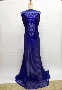 

Free shipping (5yards/pc) high quality African French net lace fabric sequins tulle lace with embroidery for party dress